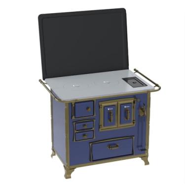 Imagem de Fogão a Lenha N 2 Renaissance Chapa de Aluminio Azul Cald Saida Direita