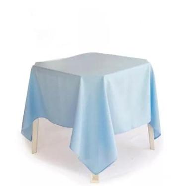Imagem de Kit com 10 Toalhas de Mesa Quadrada Oxford 1.50x1.50m - 4 Cadeiras, Ideal para Festa, Buffet e Restaurante, Resistente e Prática (AZUL BB)