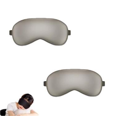 Imagem de PLAYTHROUGH Máscara de dormir de seda de amoreira, 2 peças, máscara para dormir com alça ajustável para homens e mulheres, leve (cinza)