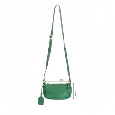 Imagem de Bolsa Transversal Feminina Carina Couro Legítimo Premium Compacta com Alça Regulável e Fecho em Zíper – Elegante, Leve e Versátil para Uso Diário (Verde)