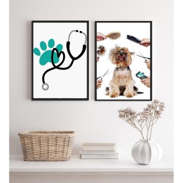 Imagem de Kit 2 Quadros Para Clinica Veterinária E Pet Shop 24X18Cm