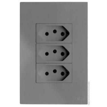 Imagem de Cj Tomada Tripla 10A 4X2 - Recta Home Grafite Satin Fosco