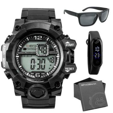 Imagem de Relogio Masculino Digital + Caixa + Oculos Sol Protecao Uv