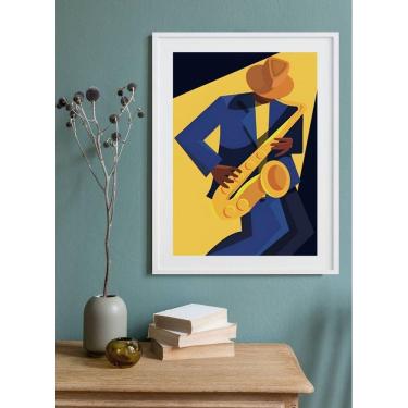 Imagem de Quadro Decorativo Jazz Saxofone 60X48Cm