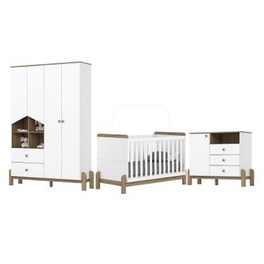 Imagem de Dormitório Infantil Ternura Guarda Roupa, Cômoda e Berço - Móveis Henn