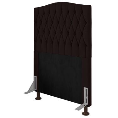 Imagem de Cabeceira Estofada Cama Box Solteiro Greta 90cm com Frame Corano Marrom - Desk Design