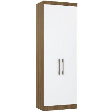 Imagem de Guarda Roupa Modulado 79cm 2 Portas Paris Luciane Móveis Avelã Pf Com Branco Pf