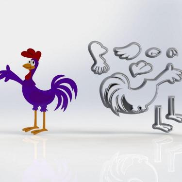 Imagem de Cortador Galinha Pintadinha Galo Carijó Modular Tamanho 10Cm