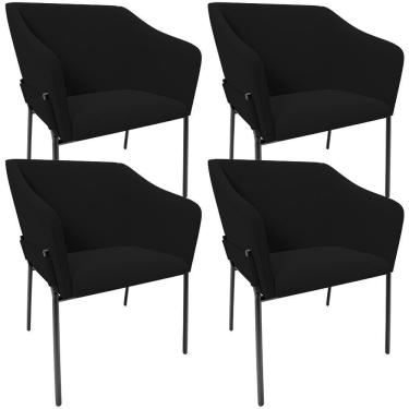 Imagem de Kit 4 Cadeiras Para Sala De Jantar Estar Living Olívia L02 Bouclê Preto - Lyam Decor