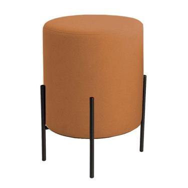 Imagem de Puff Orgânico Boucle Thor Com Pés De Ferro Preto Terracota