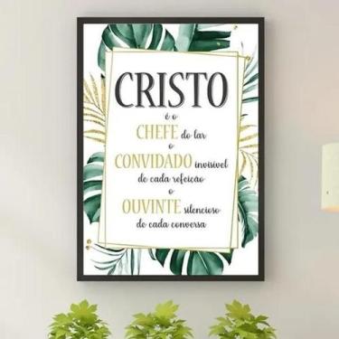 Imagem de Quadro Decorativo Cristo É O Chefe Do Lar 45X34Cm - Vidro - Quadros On