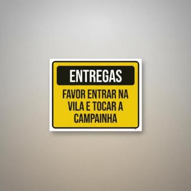 Imagem de Placa Acm Entregas Entrar Na Vila Tocar Campainha 18X23 - Sinalizo