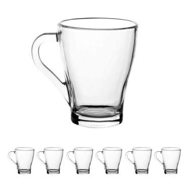 Imagem de 6Un Canecas Vidro Xícara Café Transparente Grossa 265Ml - Wellmix