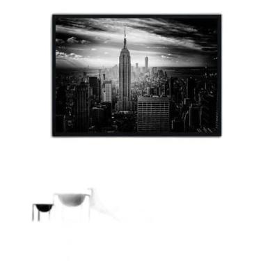 Imagem de Quadro Fotografia Cidade New York 33X24 Com Vidro - Preta - Quadros On