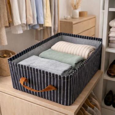 Imagem de Caixa Organizadora Multiuso Com Alça Resistente Suporte Metal Cesto Ro