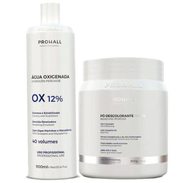 Imagem de Kit Pó Descolorante Branco e Água Oxigenada 40 Vol. ProHall