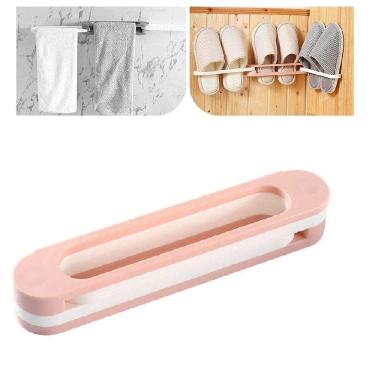 Imagem de Suporte Organizador De Sapatos De Parede Rosa Para 3 Pares 6 Chinelos Pantufa Otimo Para Armario Guarda Roupa E Espaco R