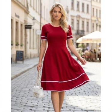 Imagem de Vestido Rodado Midi Godê Feminino Moda Evangélica Social Modelador Lux