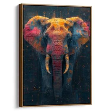 Imagem de Quadro Elefante Cibernético Imerso em Cores e Luzes - Mioquadros, 90x6