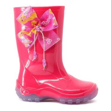 Imagem de Bota Infantil Pink Galocha Rosa Com Laço e miçangas da Barbie - Calfor