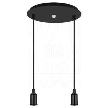 Imagem de Pendente Industrial Cabo Tecido Duplo CR E27 Vintage - Madelumi, Preto