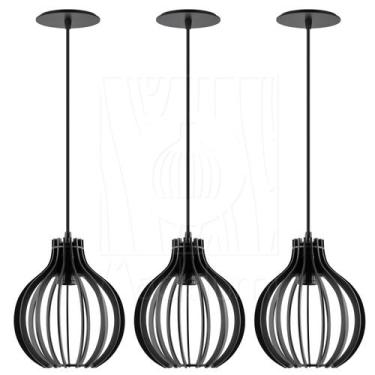 Imagem de Pendente Luminária Bali e27 Bancada Moderno 3 Unidades - Madelumi, Pre