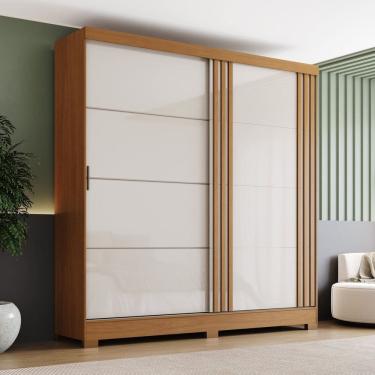 Imagem de Guarda Roupa Solteiro 2 Portas de Correr 3 Gavetas B352 Briz Cinamomo/Off White