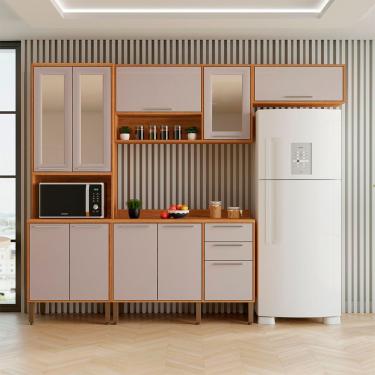 Imagem de Cozinha Compacta 4 Peças 10 Portas 2 Gavetas Paris Sallêto Cinamomo Com Off White
