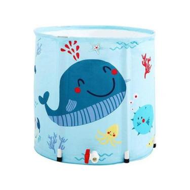 Imagem de Banheira Ofurô para Bebê Baby Pil Dobrável 110L, Azul, Baleia