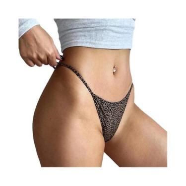 Imagem de Calcinhas Tanga De Cintura Baixa Com Estampa De Leopardo Para Meninas,