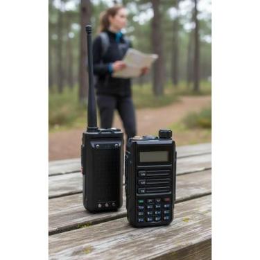 Imagem de 2x Rádio Comunicador Walkie Talkie Preto Microfone 128 Canai - Congrat