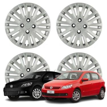 Imagem de Jogo Calota Aro 14 VW Gol Voyage 2009-2012 Cubo Alto Prata - Grid Calo