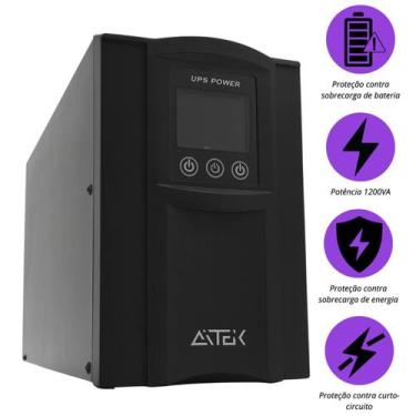 Imagem de NoBreak Senoidal Puro 1200VA 220V Aitek ANBBE1200P 700W, Dupla Convers