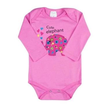 Imagem de Body Estampado Bebê Manguinha Longa Algodão Suedine Meninas - Facina S