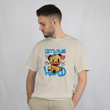 Imagem de Camiseta Casual Masculina Moderna Urso Hard Malha Leve Algodão do P ao G1-Masculino