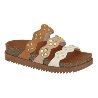 Imagem de Sandalia Papete Feminina Moleca Tiras Flatform Tratorada, Nude, 35