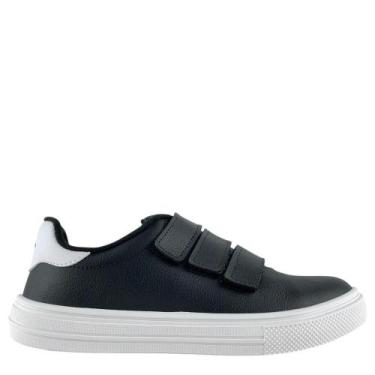 Imagem de Tênis Moleca Feminino Casual Preto e Branco Fecho em tiras autocolante