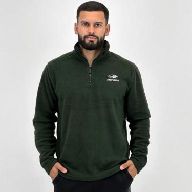 Imagem de Blusa Mormaii Fechada com Zíper em Fleece Masculina, M, Verde escuro