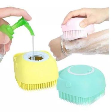 Imagem de Esponja Banho Massageadora Silicone Dispenser Shampoo Pets - Multideia