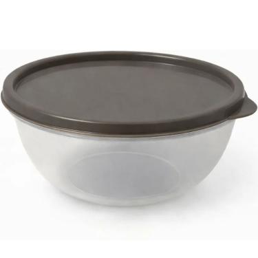 Imagem de Bowl com Tampa Transparente Cinza Palha 4,6L Plástico Translúcido para Alimentos Usual Plastic Utilidades