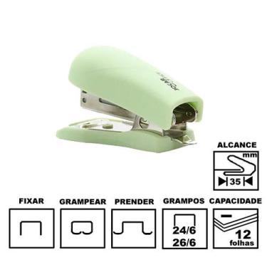 Imagem de Grampeador Jocar Office 93099 Tons Pastel Mini Plástico 6cm Extrator 2