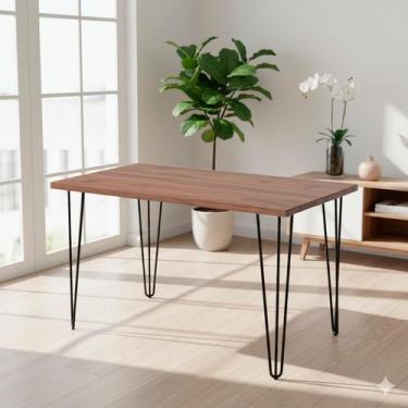 Imagem de Mesa Industrial 128cm x 75cm Hairpin Legs Marrom/Noronha - REGALE MÓVE
