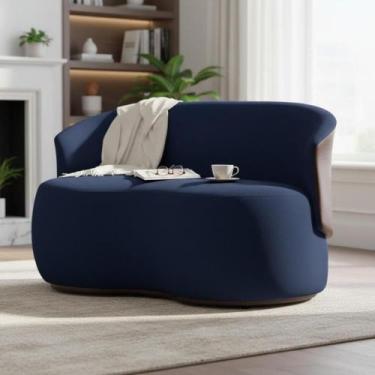 Imagem de Namoradeira Decorativa Beatriz Orgânica Composê Couro Marrom Suede Azu