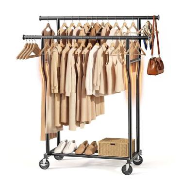 Imagem de Arara de Roupas WATIOWL com Duas Barras e Rodízios, Capacidade de 118 