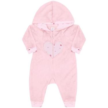 Imagem de Macacão de pelo rosa bebê coração com capuz Kiko Baby, G