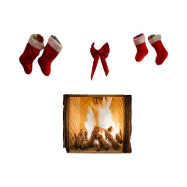 Imagem de Tapeçaria Decorativa De Árvore De Natal E Lareira, Pano De Fundo Para 