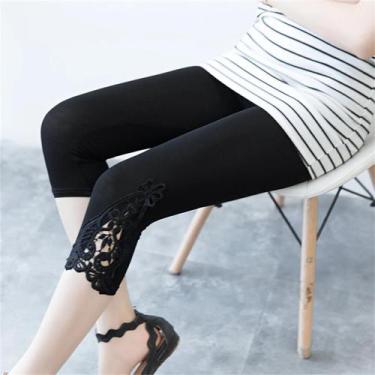 Imagem de Leggings Slim Fit De Renda Para Mulheres, Calças Casuais Respiráveis D