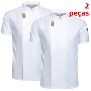 Imagem de Jaqueta De Chef Unissex Para O Verão, Camisa De Cozinha, Uniforme De G
