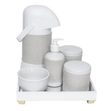 Imagem de Kit Higiene Espelho Completo Porcelanas, Garrafa E Capa Dourado Quarto