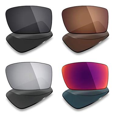 Imagem de 4 pares de lentes polarizadas de substituição Mryok para óculos de sol Oakley Gascan – Preto Stealth Preto/Bronze Marrom/Prata Titânio/Midnight Sun